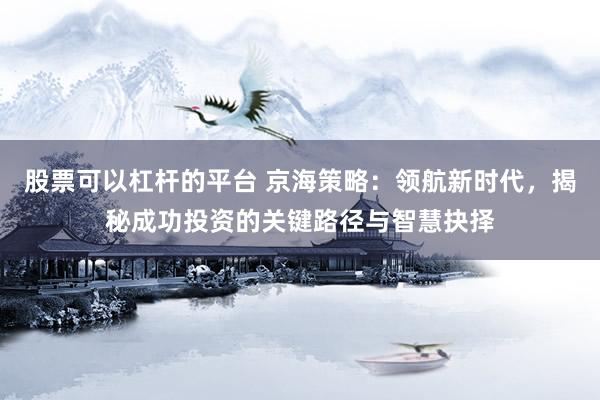股票可以杠杆的平台 京海策略：领航新时代，揭秘成功投资的关键路径与智慧抉择