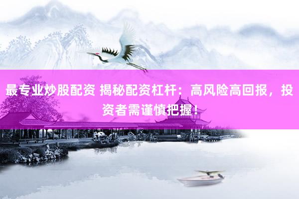最专业炒股配资 揭秘配资杠杆：高风险高回报，投资者需谨慎把握！
