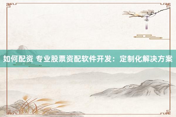 如何配资 专业股票资配软件开发：定制化解决方案
