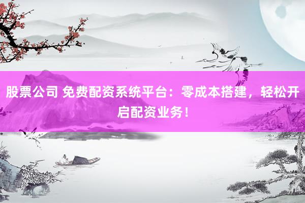 股票公司 免费配资系统平台：零成本搭建，轻松开启配资业务！