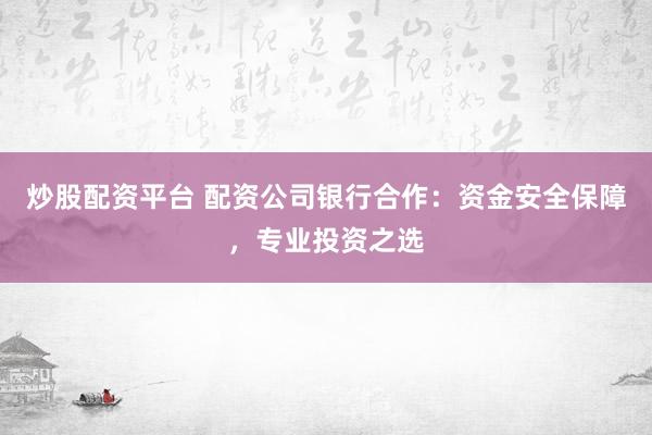 炒股配资平台 配资公司银行合作：资金安全保障，专业投资之选