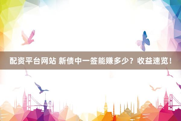 配资平台网站 新债中一签能赚多少？收益速览！