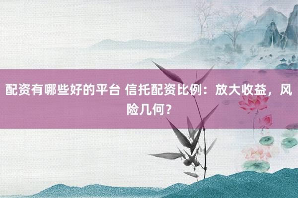 配资有哪些好的平台 信托配资比例：放大收益，风险几何？
