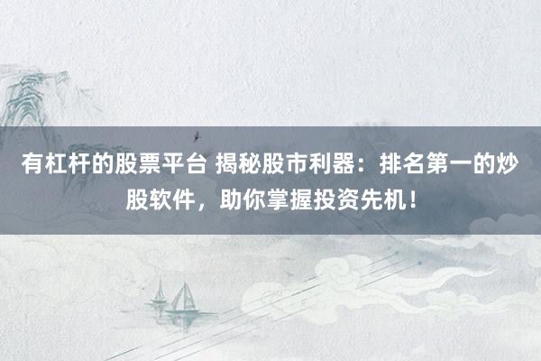 有杠杆的股票平台 揭秘股市利器：排名第一的炒股软件，助你掌握投资先机！