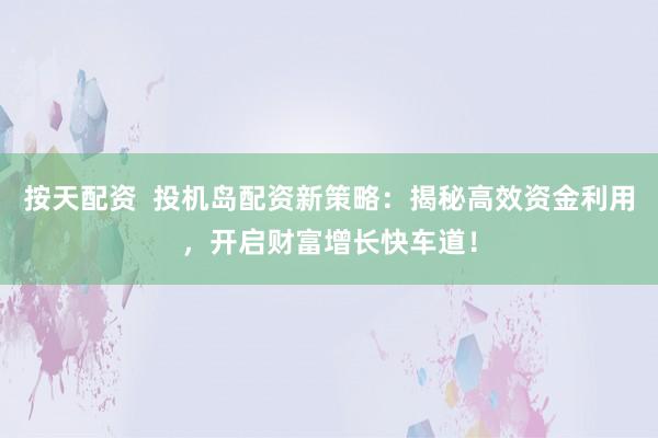 按天配资  投机岛配资新策略：揭秘高效资金利用，开启财富增长快车道！
