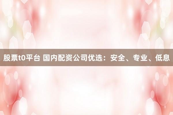 股票t0平台 国内配资公司优选：安全、专业、低息