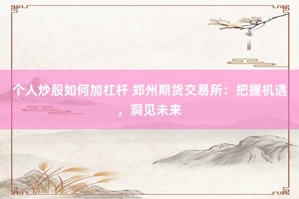 个人炒股如何加杠杆 郑州期货交易所：把握机遇，洞见未来