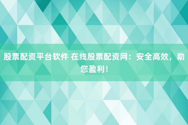 股票配资平台软件 在线股票配资网：安全高效，助您盈利！