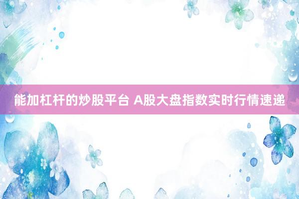 能加杠杆的炒股平台 A股大盘指数实时行情速递