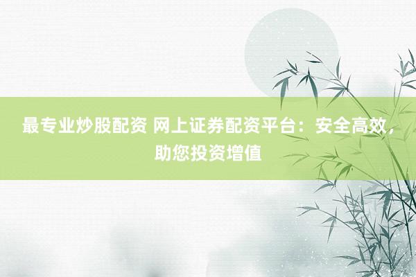最专业炒股配资 网上证券配资平台：安全高效，助您投资增值