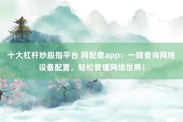 十大杠杆炒股指平台 网配查app:一键查询网络设备配置,轻松管理网络世界!