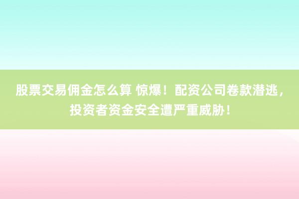 股票交易佣金怎么算 惊爆！配资公司卷款潜逃，投资者资金安全遭严重威胁！