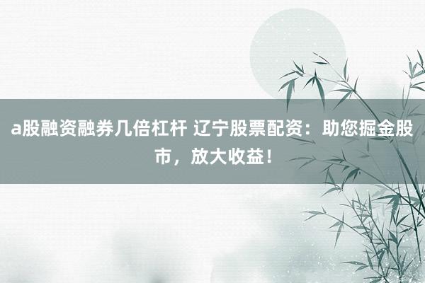 a股融资融券几倍杠杆 辽宁股票配资：助您掘金股市，放大收益！