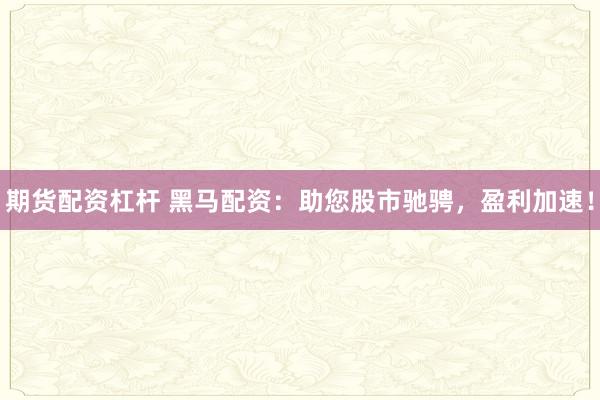 期货配资杠杆 黑马配资：助您股市驰骋，盈利加速！