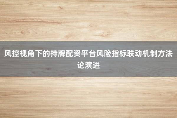 风控视角下的持牌配资平台风险指标联动机制方法论演进
