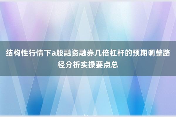 结构性行情下a股融资融券几倍杠杆的预期调整路径分析实操要点总