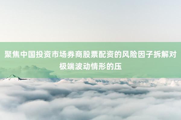 聚焦中国投资市场券商股票配资的风险因子拆解对极端波动情形的压
