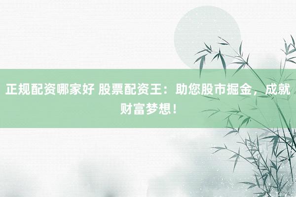 正规配资哪家好 股票配资王：助您股市掘金，成就财富梦想！